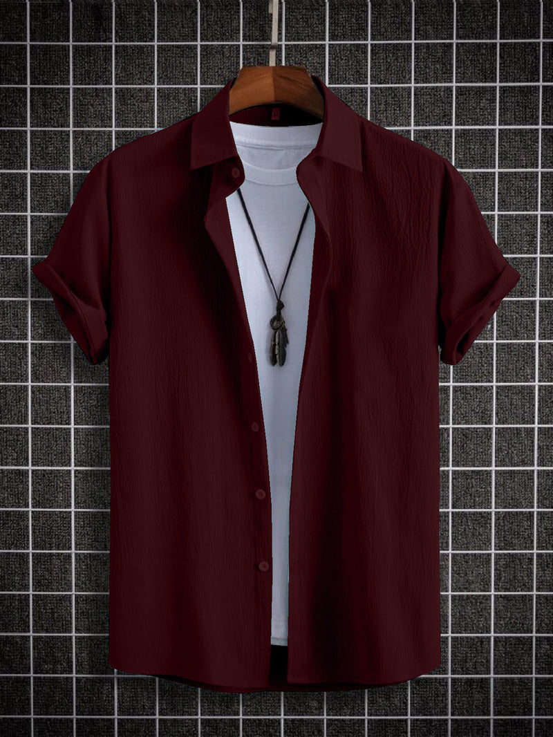 Men's Seersucker Comfort Shirt - Maroon