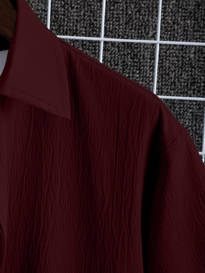 Men's Seersucker Comfort Shirt - Maroon