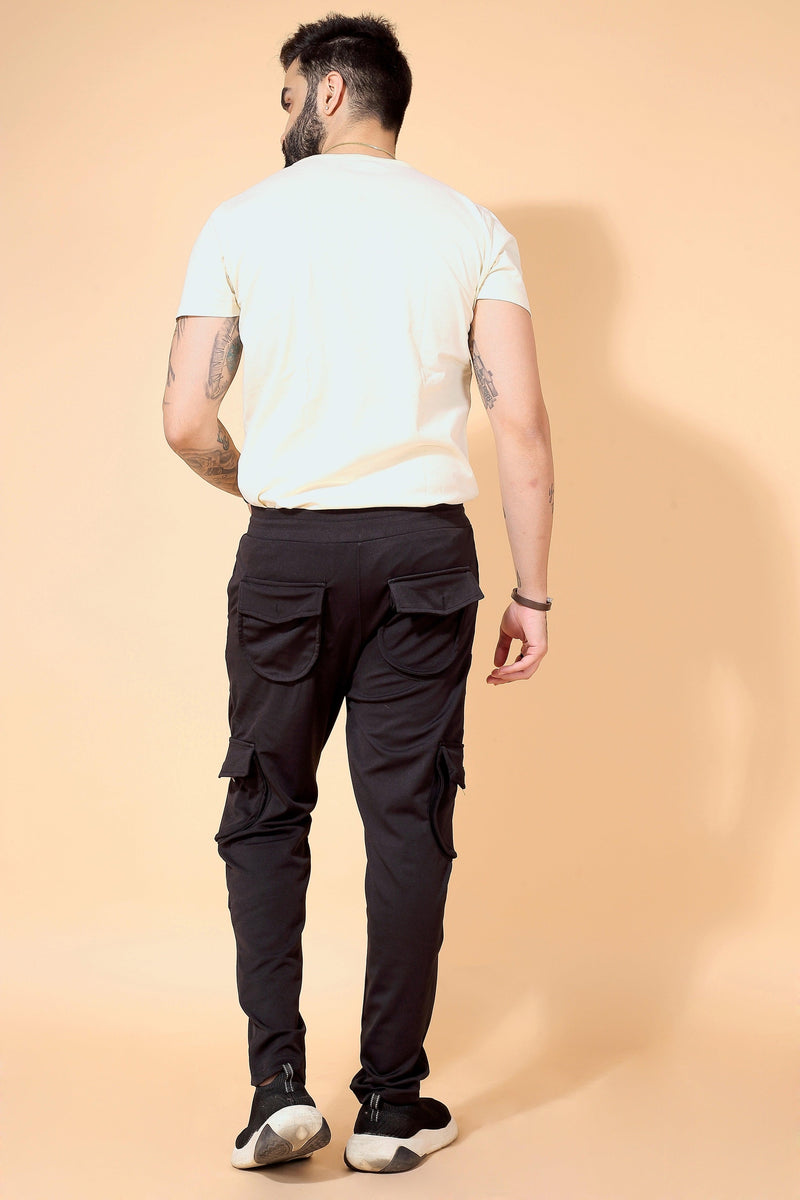 BLACK STRETCH SIX POCKET CARGO PANTS Dvilla