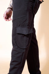 BLACK STRETCH SIX POCKET CARGO PANTS Dvilla