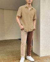 Men's Seersucker Comfort Shirt - Biege