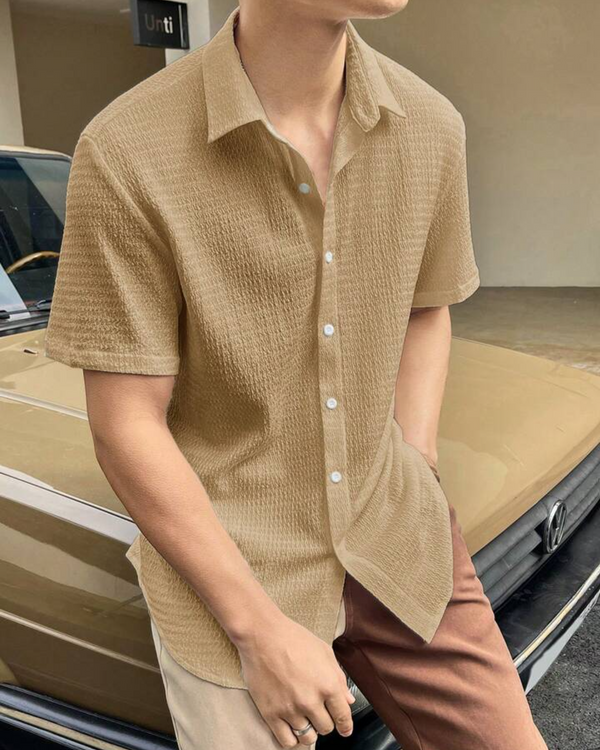 Men's Seersucker Comfort Shirt - Biege