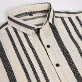 Crochet White & Black Cotton Striped Shirt Dvilla