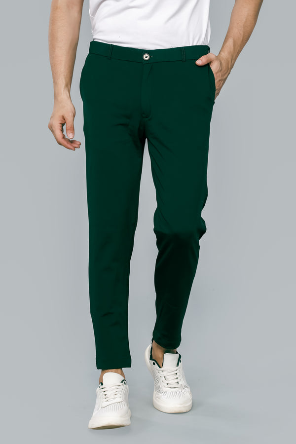 Flextech Waist Lycra Stretchable Formal Green Pants for Men