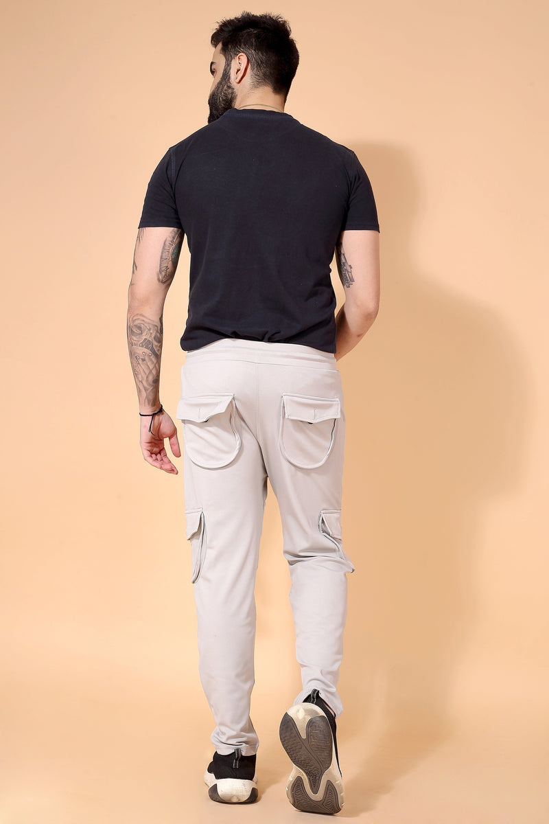 GREY STRETCH SIX POCKET CARGO PANTS Dvilla