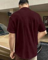 Men's Seersucker Comfort Shirt - Maroon