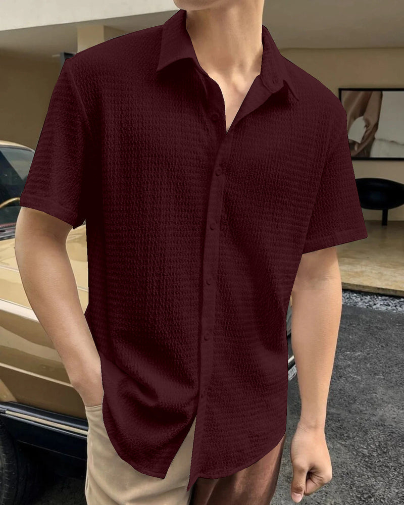 Men's Seersucker Comfort Shirt - Maroon