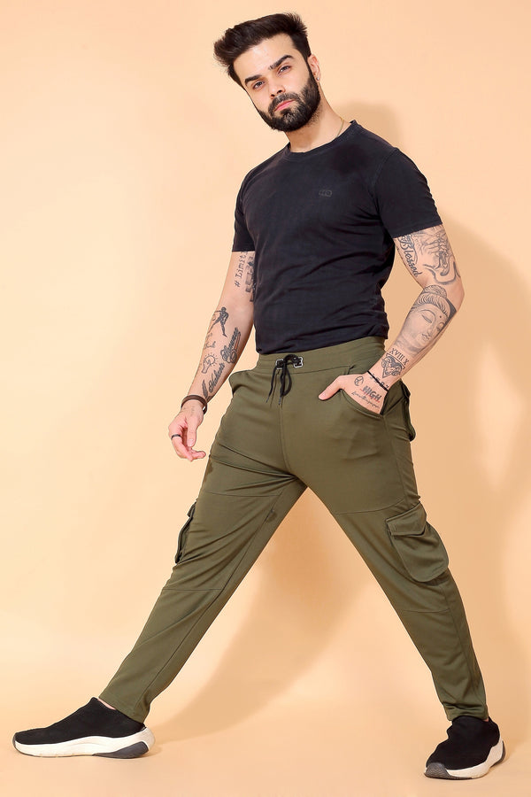 OLIVE STRETCH SIX POCKET CARGO PANTS Dvilla