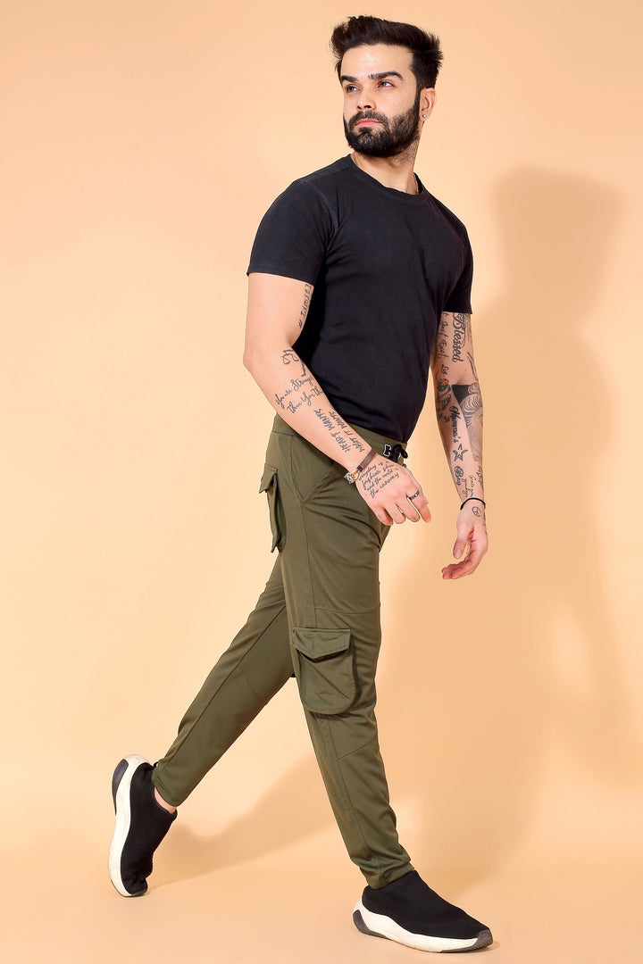 OLIVE STRETCH SIX POCKET CARGO PANTS Dvilla