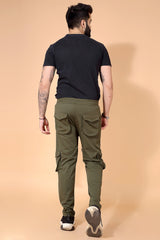 OLIVE STRETCH SIX POCKET CARGO PANTS Dvilla