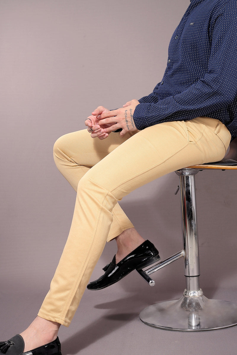 TRENDSETTER STRETCH SLIM FIT BEIGE TROUSERS Dvilla