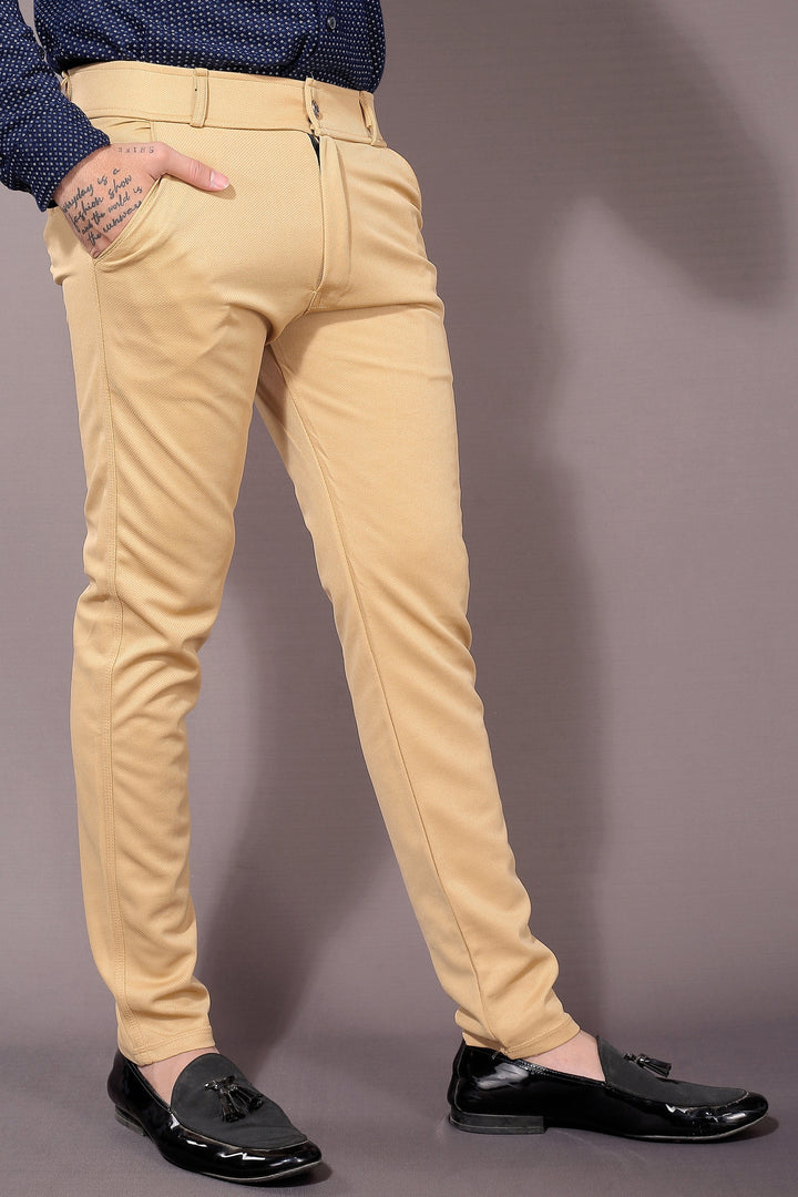 TRENDSETTER STRETCH SLIM FIT BEIGE TROUSERS Dvilla