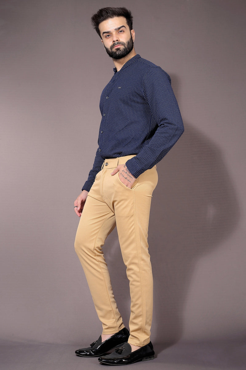 TRENDSETTER STRETCH SLIM FIT BEIGE TROUSERS Dvilla