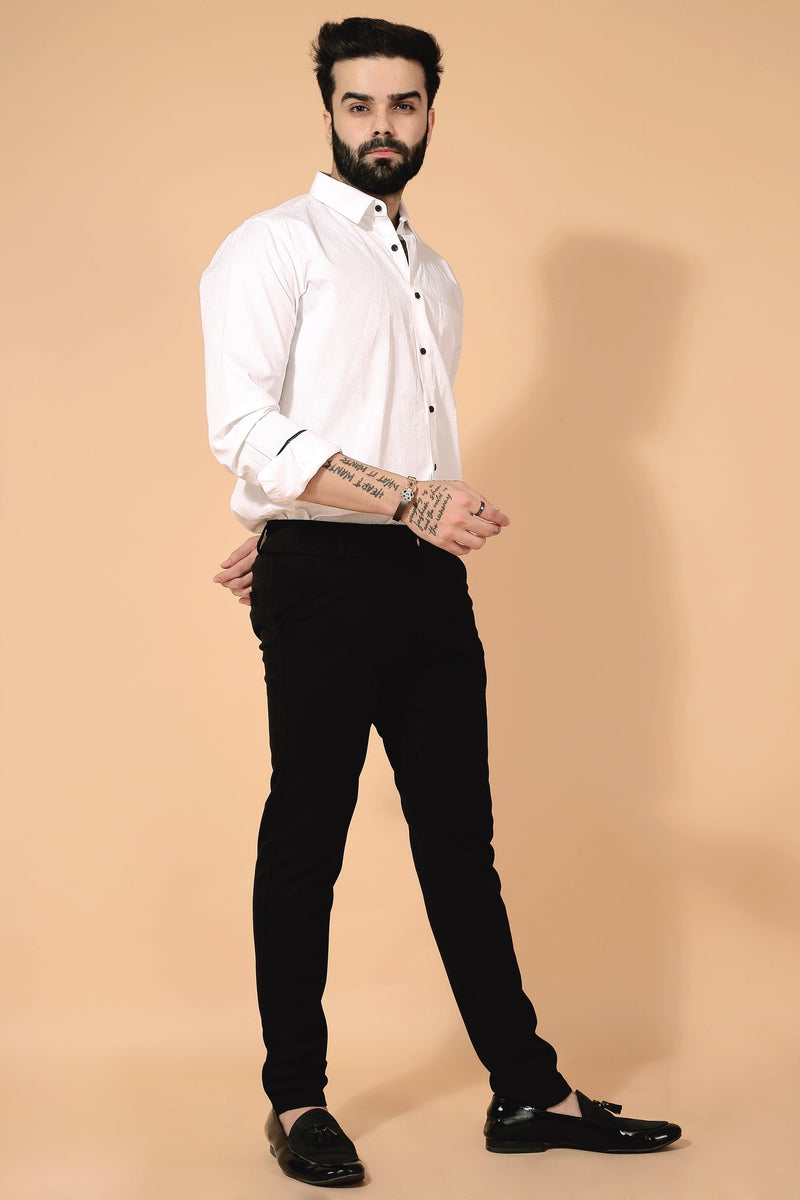 TRENDSETTER STRETCH SLIM FIT BLACK TROUSERS Dvilla