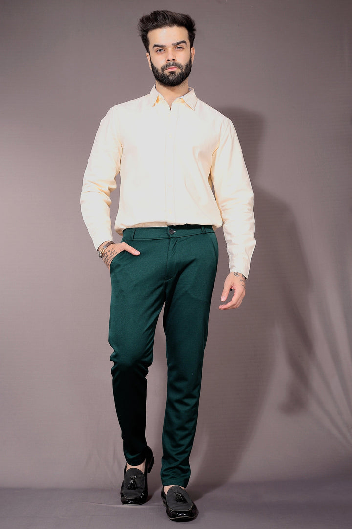 TRENDSETTER STRETCH SLIM FIT GREEN TROUSERS Dvilla