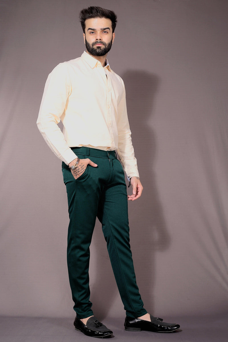 TRENDSETTER STRETCH SLIM FIT GREEN TROUSERS Dvilla