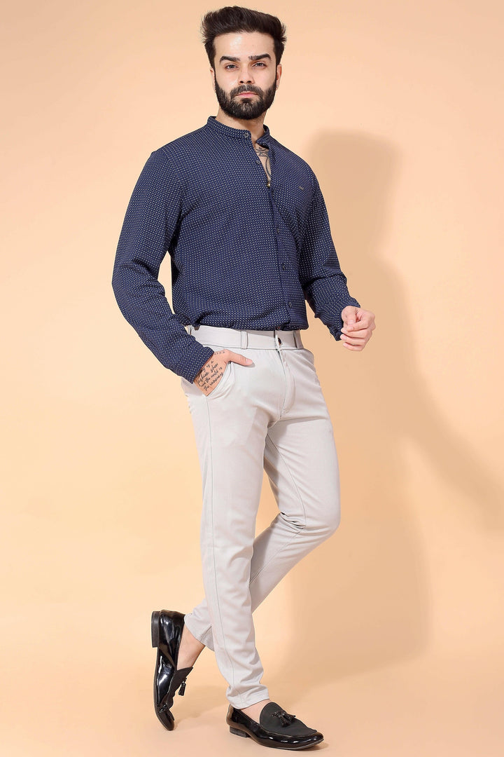 TRENDSETTER STRETCH SLIM FIT GREY TROUSERS Dvilla