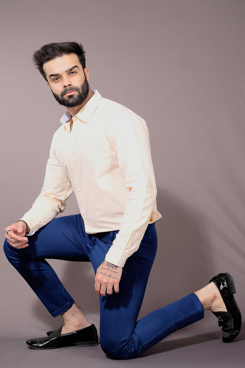 TRENDSETTER STRETCH SLIM FIT NAVY BLUE TROUSERS Dvilla