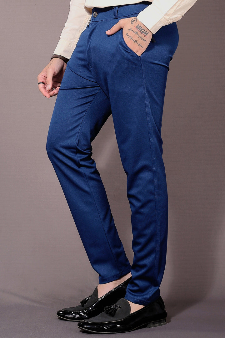 TRENDSETTER STRETCH SLIM FIT NAVY BLUE TROUSERS Dvilla