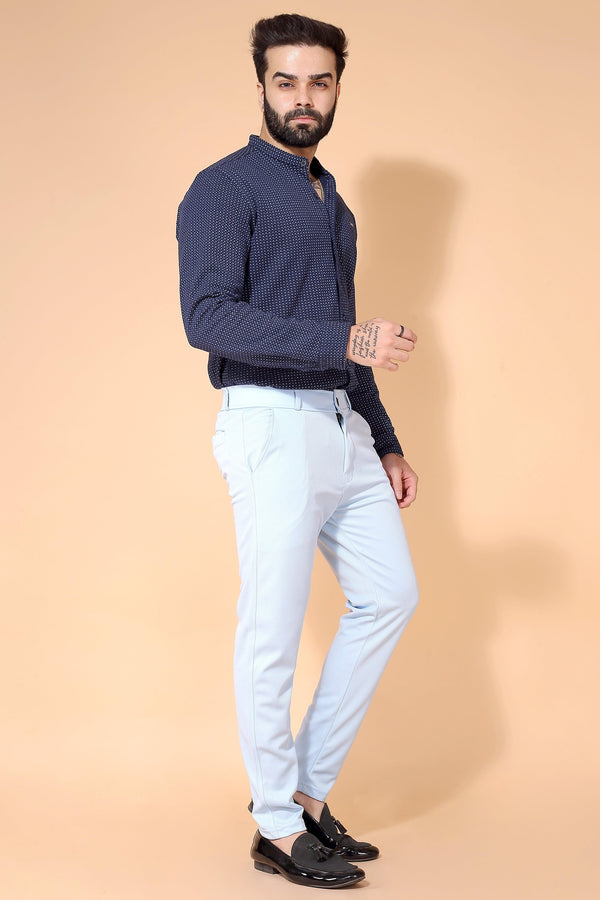 TRENDSETTER STRETCH SLIM FIT SKY BLUE TROUSERSS Dvilla