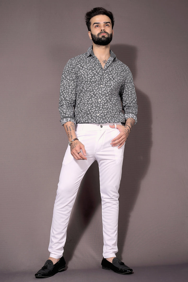 TRENDSETTER STRETCH SLIM FIT WHITE TROUSERS Dvilla